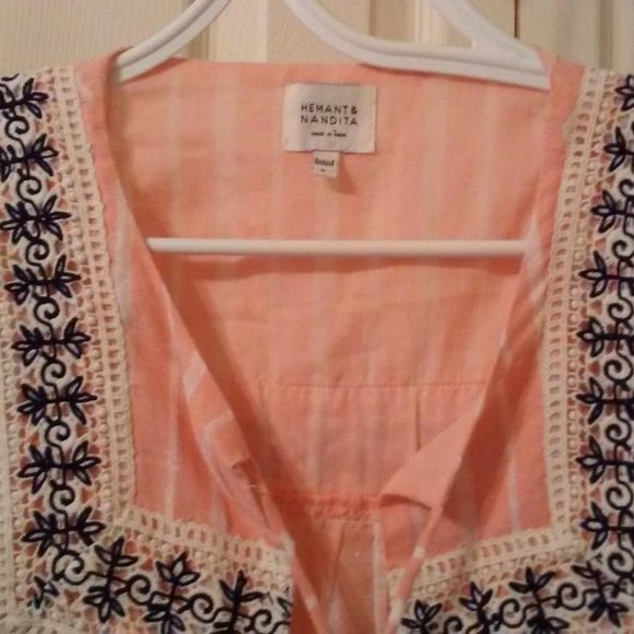 Hemant and Nandita Tie Front Tassel Cover Up Top - Picture 3 of 4